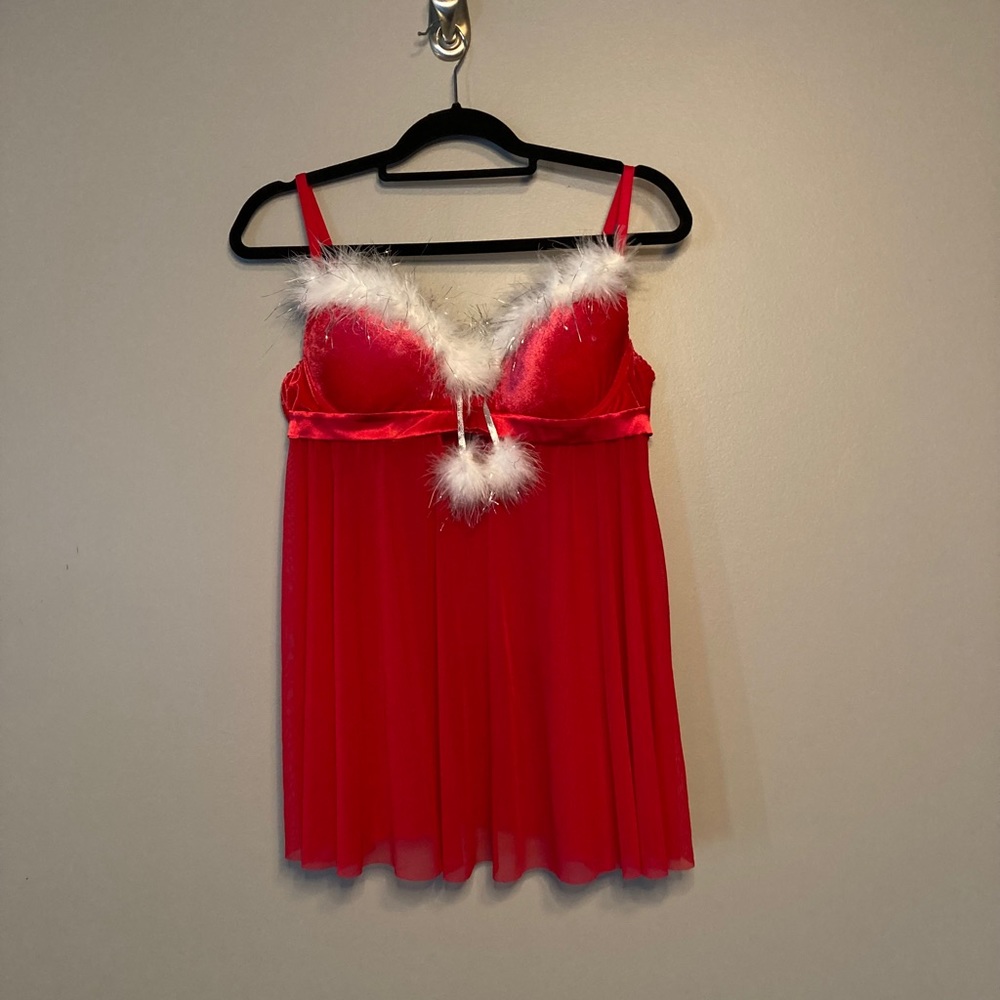 Peek  A Boudoir XL 
Christmas Nightie
Santa Baby Red White
Sexy Velvet Fur Trim